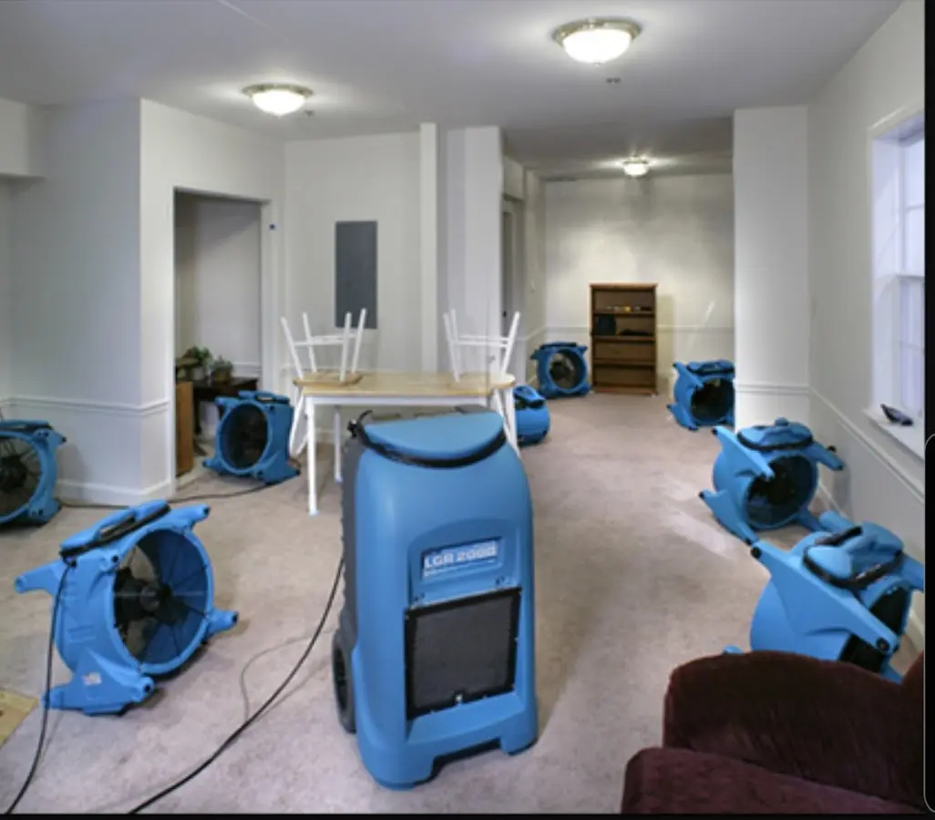 Air movers and dehumidifier setup for Water Extraction & Removal in Garnet